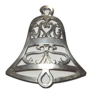 Vintage Large SILVER PLATED BELL Trivet Decor ITALY EP Zinc EUC Wedding Holiday